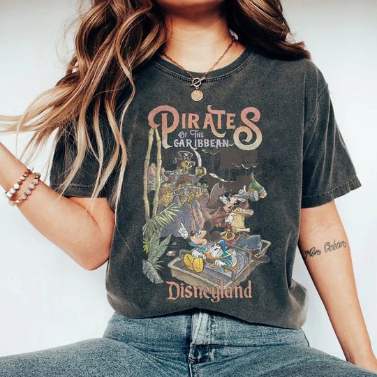 Vintage Pirates of the Caribbean Disneyland Shirts, Mickey Pirates Shirt