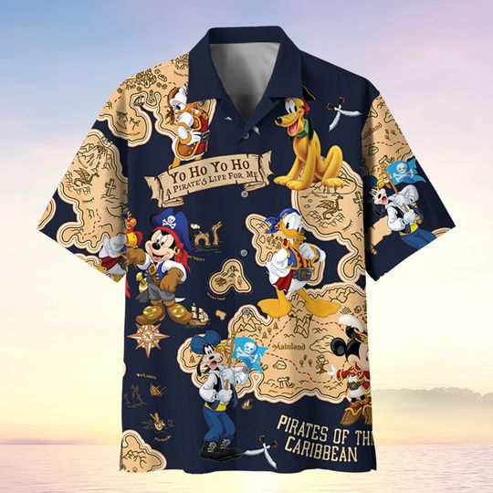 Disney Pirates Of Caribbean Hawaiian Shirt Mickey And Friends A Pirate's Life Summer Hawaiian