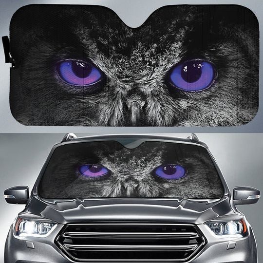 Purple Eyes Of Owl Car Sunshade Custom Owl Car Accessories