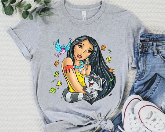 Disney Cute Pocahontas With Meeko And Flit Retro Shirt