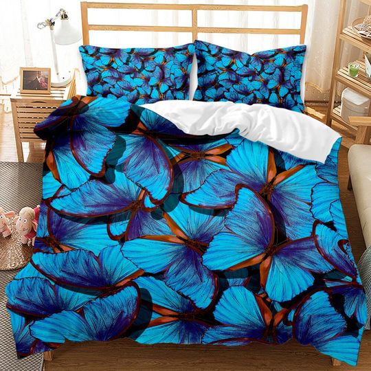 Butterfly King Bedding Sets for 3D Butterfly Duvet Cover Dreamy Night Butterfly Beding Set