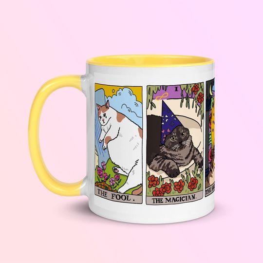 The Original Tarot Cat Meme Coffee Mug Witchy Halloween Edition, black witchy cat mug, cat meme coffee mug