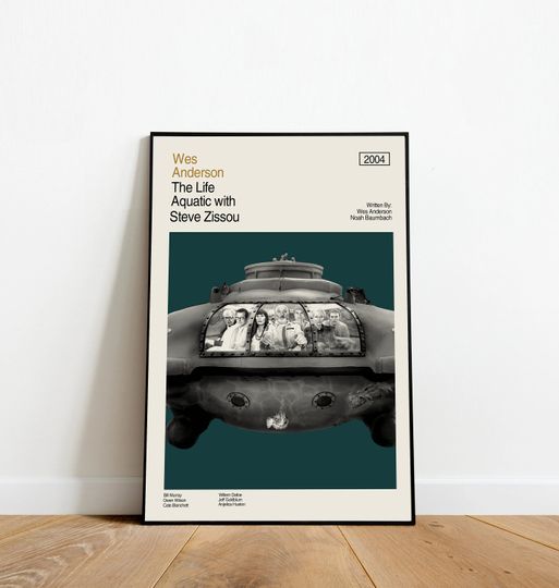 THE LIFE AQUATIC - Wes Anderson - Retro Movie Poster