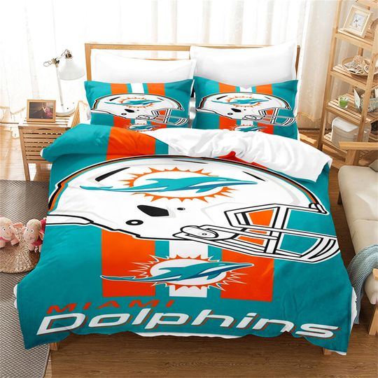 3D football Miami Dolphins Duvet Cover Sets,Soft Breathable