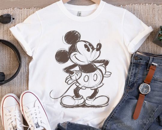 Disney Mickey & Friends Mickey Mouse Sketch Classic Pose Portrait Shirt, Magic Kingdom T-shirt
