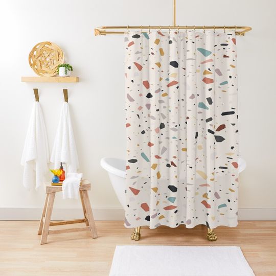 Colorful Aesthetic Terrazzo Design Shower Curtain