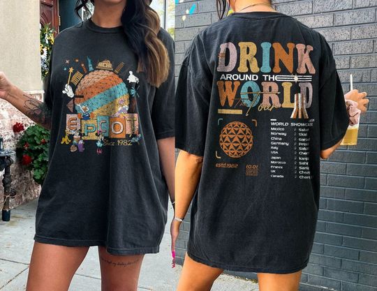 Epcot Drink World Tour 2023 Shirt, Mickey And Friends Tshirt, Epcot Center 1982 Shirt