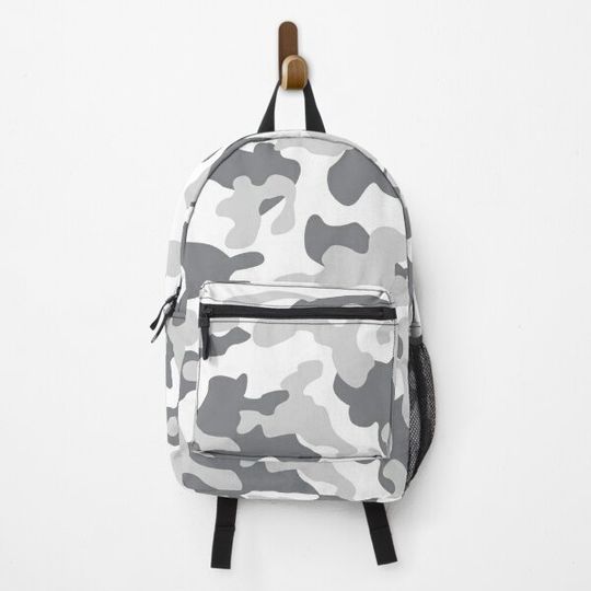 Camouflage - White Gray Camo Style Pattern Backpack