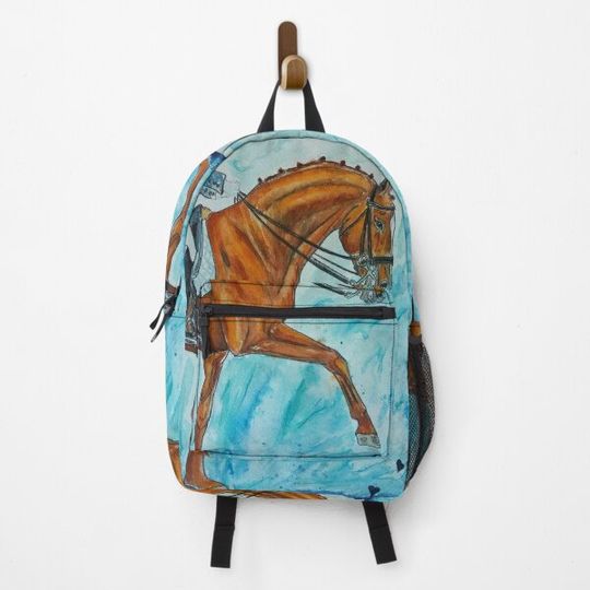 Watercolor dressage horse portrait Backpack