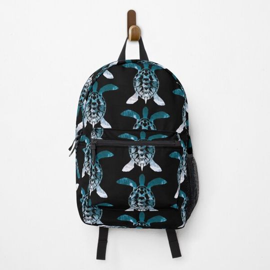 Sea Turtle - Turquoise Ocean Waves Black Backpack
