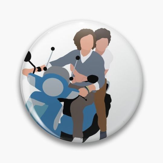 Harry and Louis Tomlinson on a Moped Pin Button