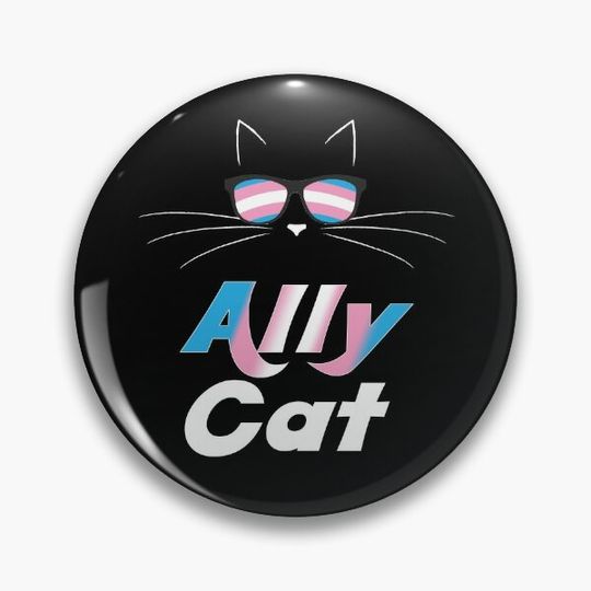 Trans Ally Cat Gay Pride Kitty Trans Pride Pin Button