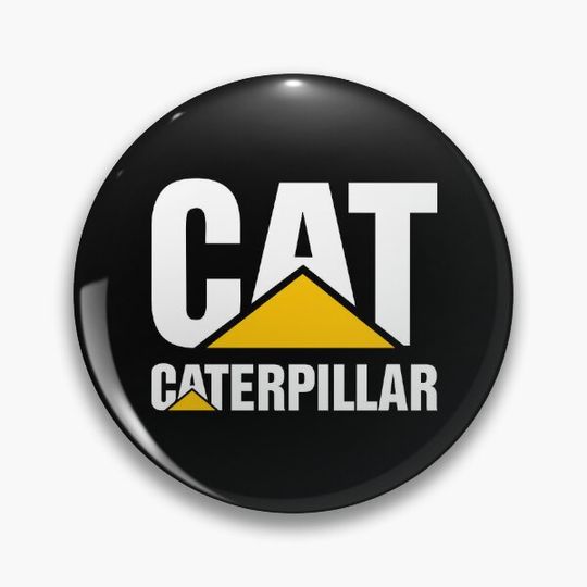 white CAT caterpillar Pin Button