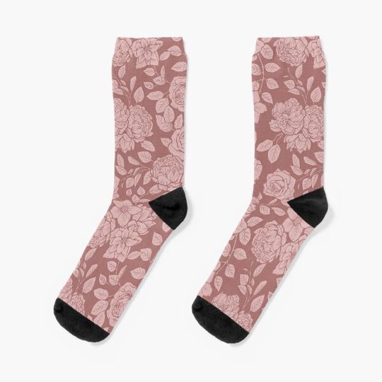 Dusty Rose Floral Socks