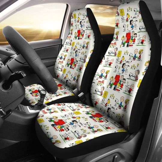 Rear Snoopy & Friends Cute White Design Pattern Cartoon Seat Covers