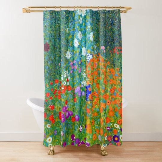 Gustav Klimt - flower garden Shower Curtain