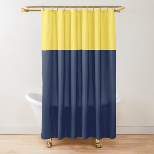 Color Block: Bright Yellow and Navy Blue Shower Curtain