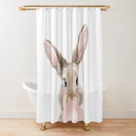 Bubble Gum Bunny Shower Curtain