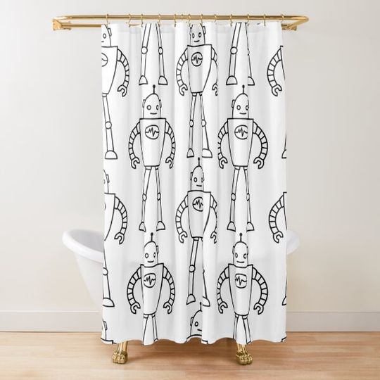 Robot from the Future Shower Curtain