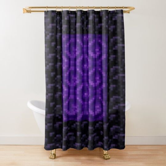 Nether Portal Pixel Blanket Shower Curtain