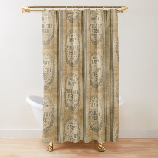 Vintage Burlap Style Dairy Poultry Feed Sack Design Shower Curtain