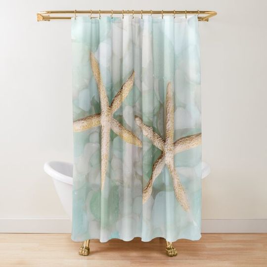 Seaglass and Starfish Shower Curtain