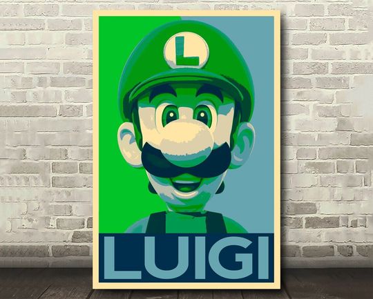 Luigi Poster Print, Super Mario Bros Wall Art