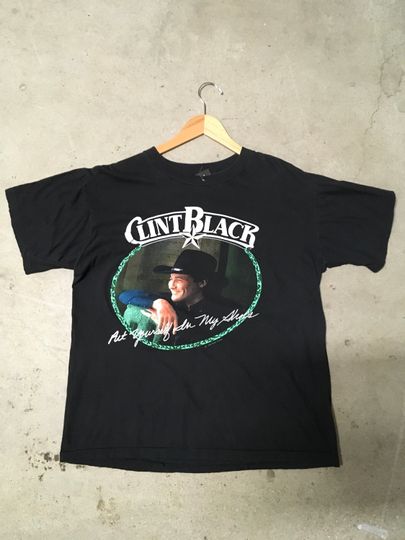 Vintage Clint Black In My Shoes Double Sided Black Graphic Tee