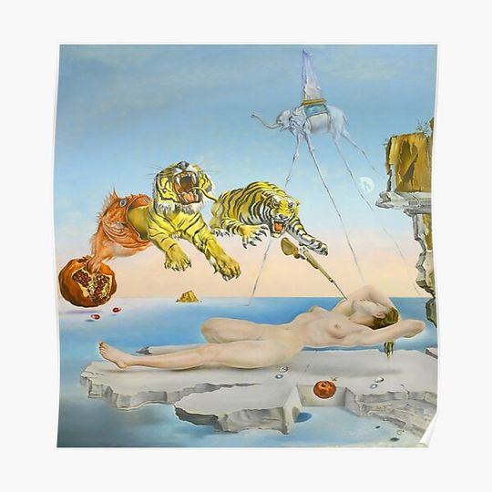 Dream Caused by the Flight of a Bee Around a Pomegranate a Second Before Awakening- SALVADOR DALI' Premium Matte Vertical Poster
