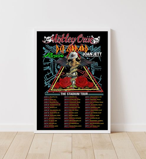 Custom The Stadium Tour Motley Crue Def Leppard Poison Joan Jett & the Blackhearts Art Poster