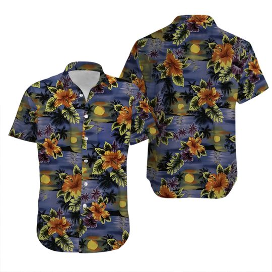 Vintage RJC Mens Floral Hawaiian Aloha Button Front Shirt