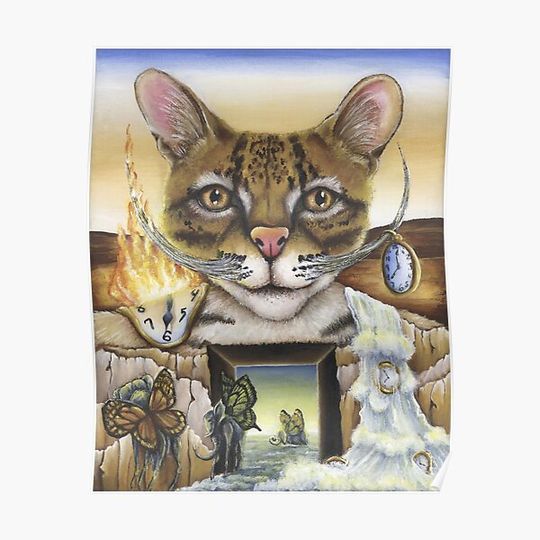 Dali's Whiskers Ocelot Cat Surreal Art Premium Matte Vertical Poster