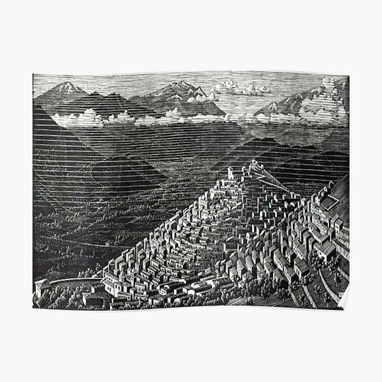 Morano, Calabria (Village Landscape), by M.C. Escher Premium Matte Vertical Poster