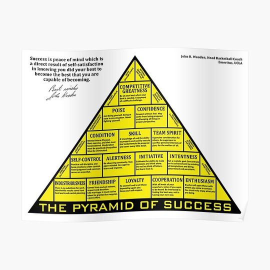 Pyramid Of Success (Black & Yellow) Premium Matte Vertical Poster