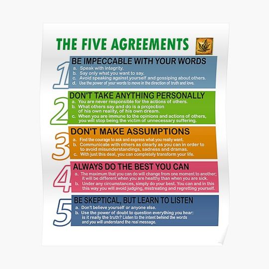 the five agreements | the four agreements + the fifth agreement Premium Matte Vertical Poster