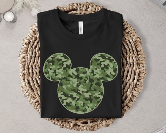Mickey Mouse Green Camouflage Logo Shirt Disney Mickey Lover Shirt
