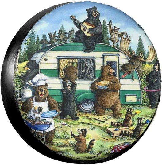 Happy Camper Bear Spare Tire Cover