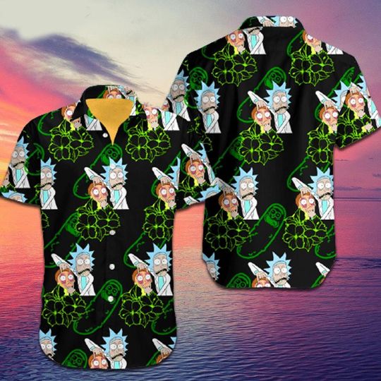 Aloha Tropical Rick And Rickandmorty Hawaiian Shirt, Summer Beach Trip Family Hawaiian Shirt, Aloha Hawaiian Beach Shirt