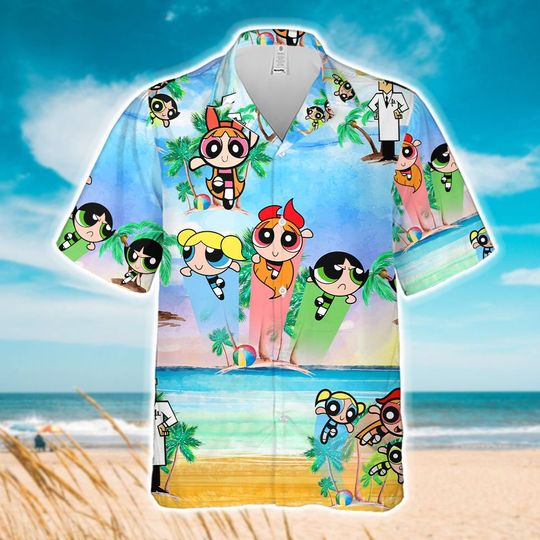 The Powerpuff Girls Hawaiian Shirt, Beach Hawaii Family Shirt, Summer Beach Trip