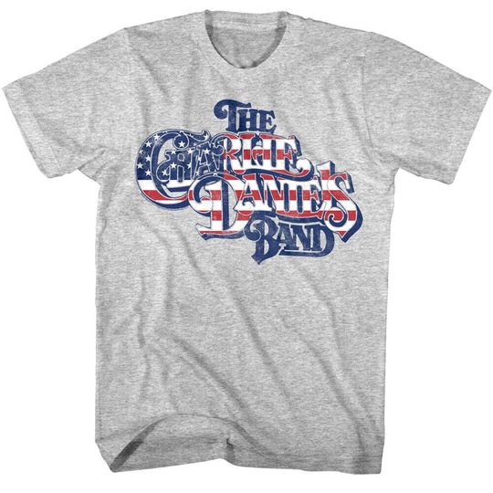 Charlie Daniels Band Men's T shirt | American Flag Star Spangled Logo Gray Graphic Tee