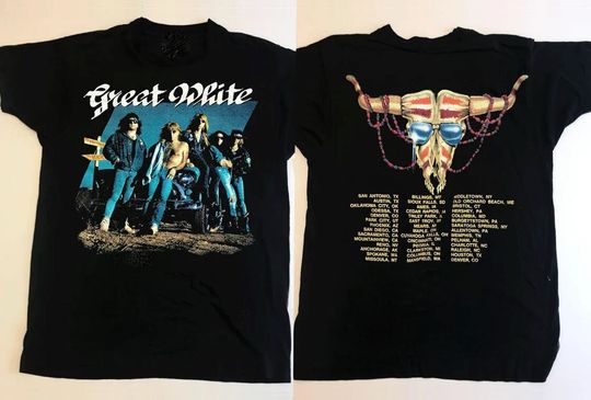 Great White 1991 Hooked Tour T-shirt, Music T-shirt, Rock Shirt