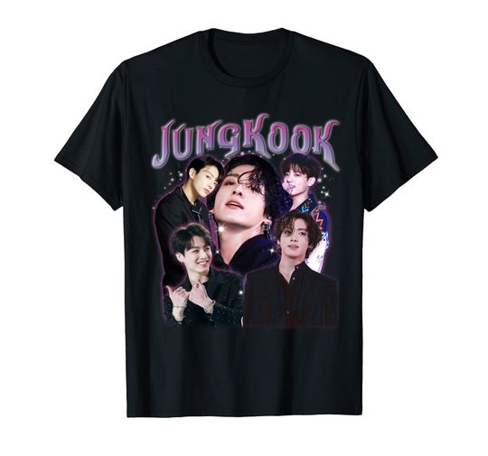 Jungkook Vintage Style T-shirt, Korean K-pop Tshirt
