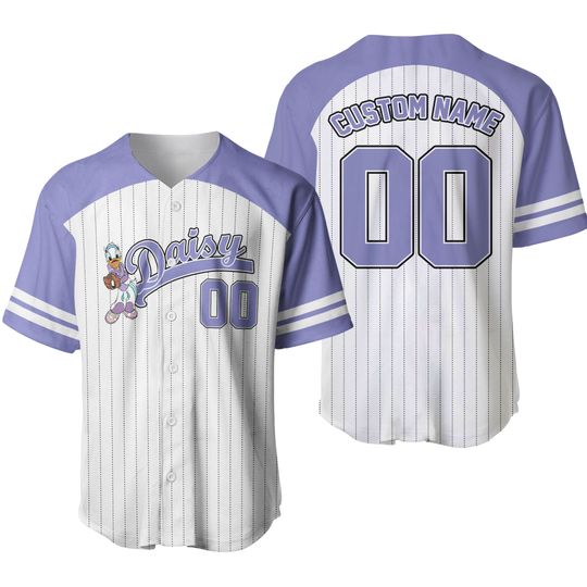 Daisy Duck Striped Purple White Baseball Jersey