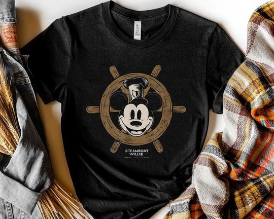 Mickey Mouse Steamboat Willie Wheel Vintage Disney 100th 2023 T-Shirt