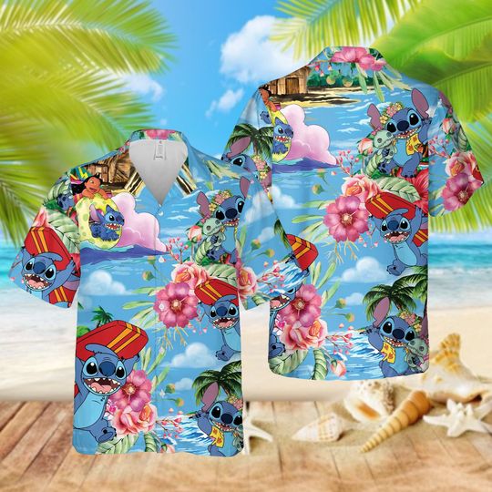 Stitch Hawaiian Shirt, Lilo and Stitch Beach Shirt, Stitch Summer Shirts, Stitch Hawaii Shirt, Vacation Shirt