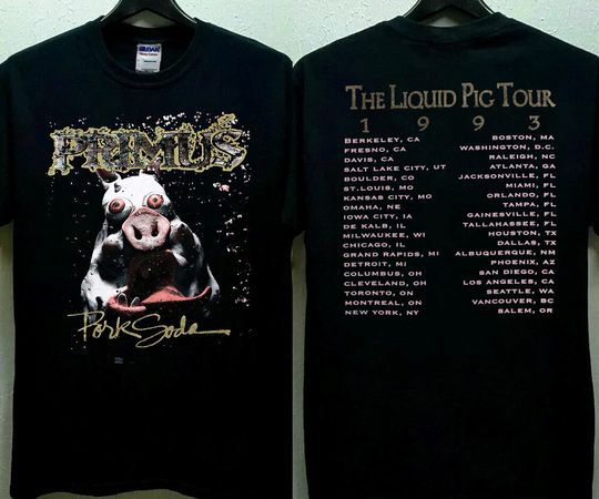 1993 Primus Pork Soda Liquid Pig Tour T-Shirt, Primus Pork Soda T-Shirt