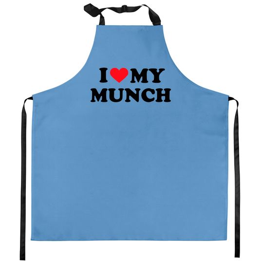 I Love My Munch Kitchen Aprons, Ice Spice Kitchen Aprons, I Heart Munch Kitchen Aprons