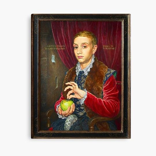 Boy With Apple Painting Canvas