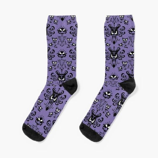 Purple Haunted Mansion Wallpaper Socks