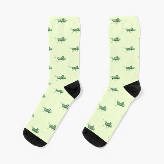 Cute Green Grasshopper Pattern Socks